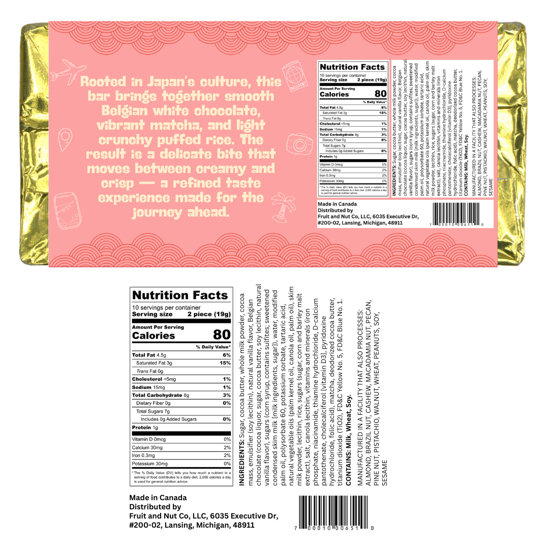 Matcha Crunch White Chocolate Bar - Japan Inspired Chocolate Bar