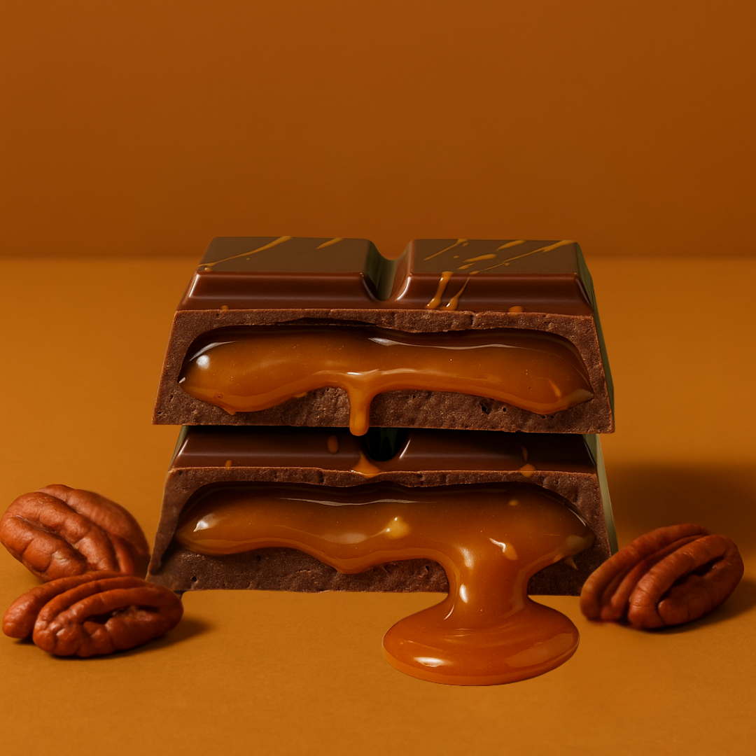 Salted Pecan Caramel Milk Chocolate Bar | Handmade Gourmet Chocolate | Artisan Candy Bar