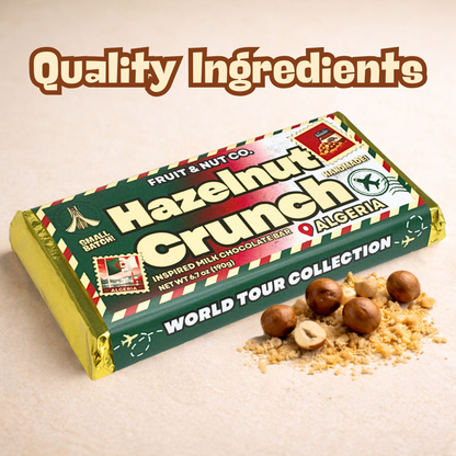 Hazelnut Crunch Milk Chocolate Bar - Algeria Inspired Chocolate Bar