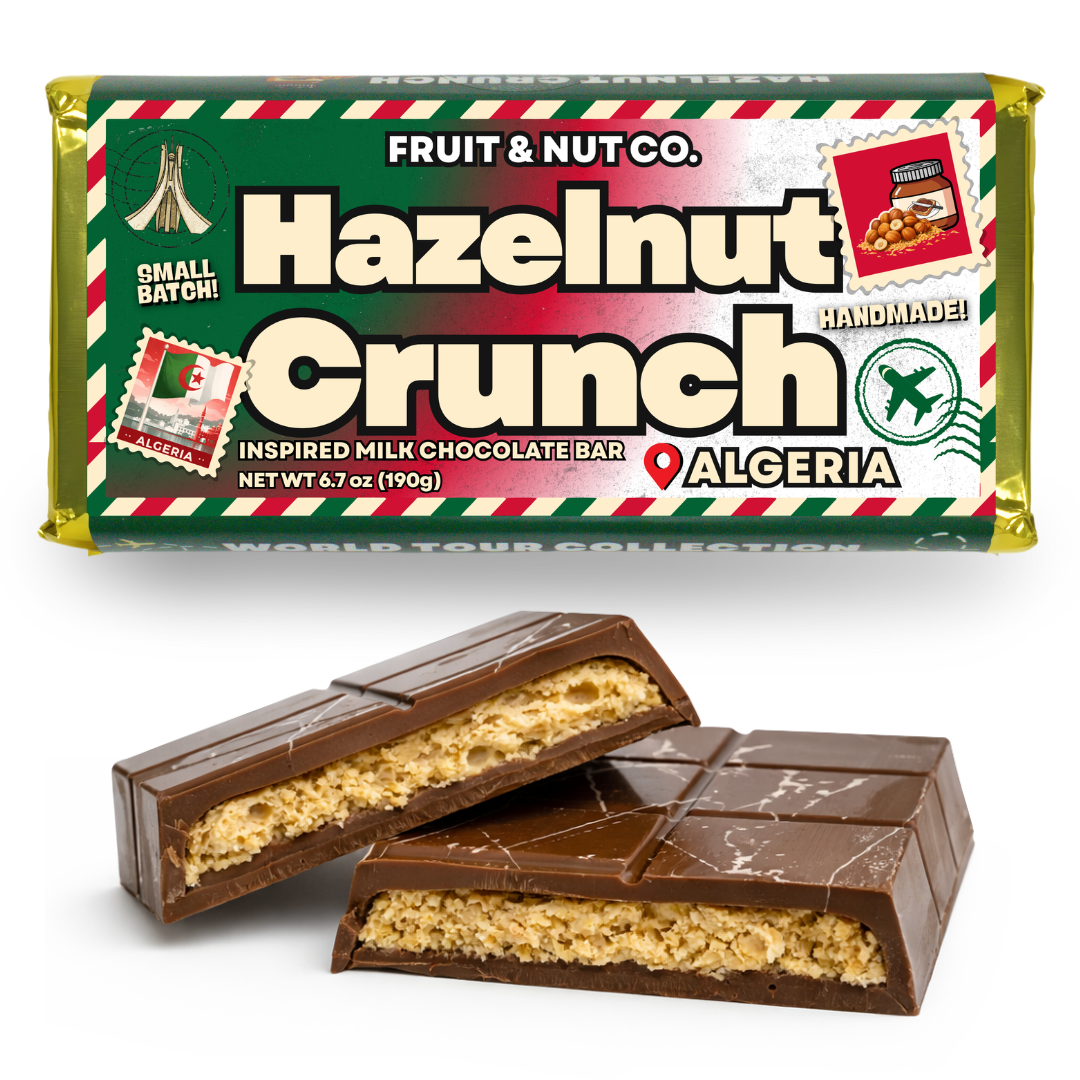 Hazelnut Crunch Milk Chocolate Bar - Algeria Inspired Chocolate Bar