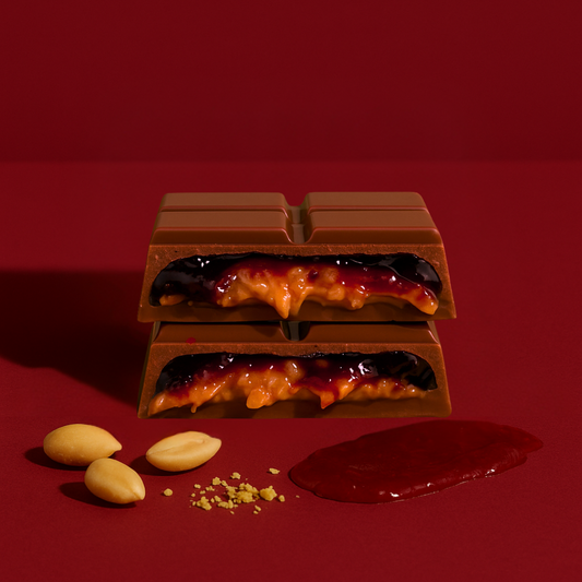 Milk Chocolate Bar with PB & Jelly & Kataifi Filling | Artisan Gourmet Chocolate | Handmade Dessert Bar