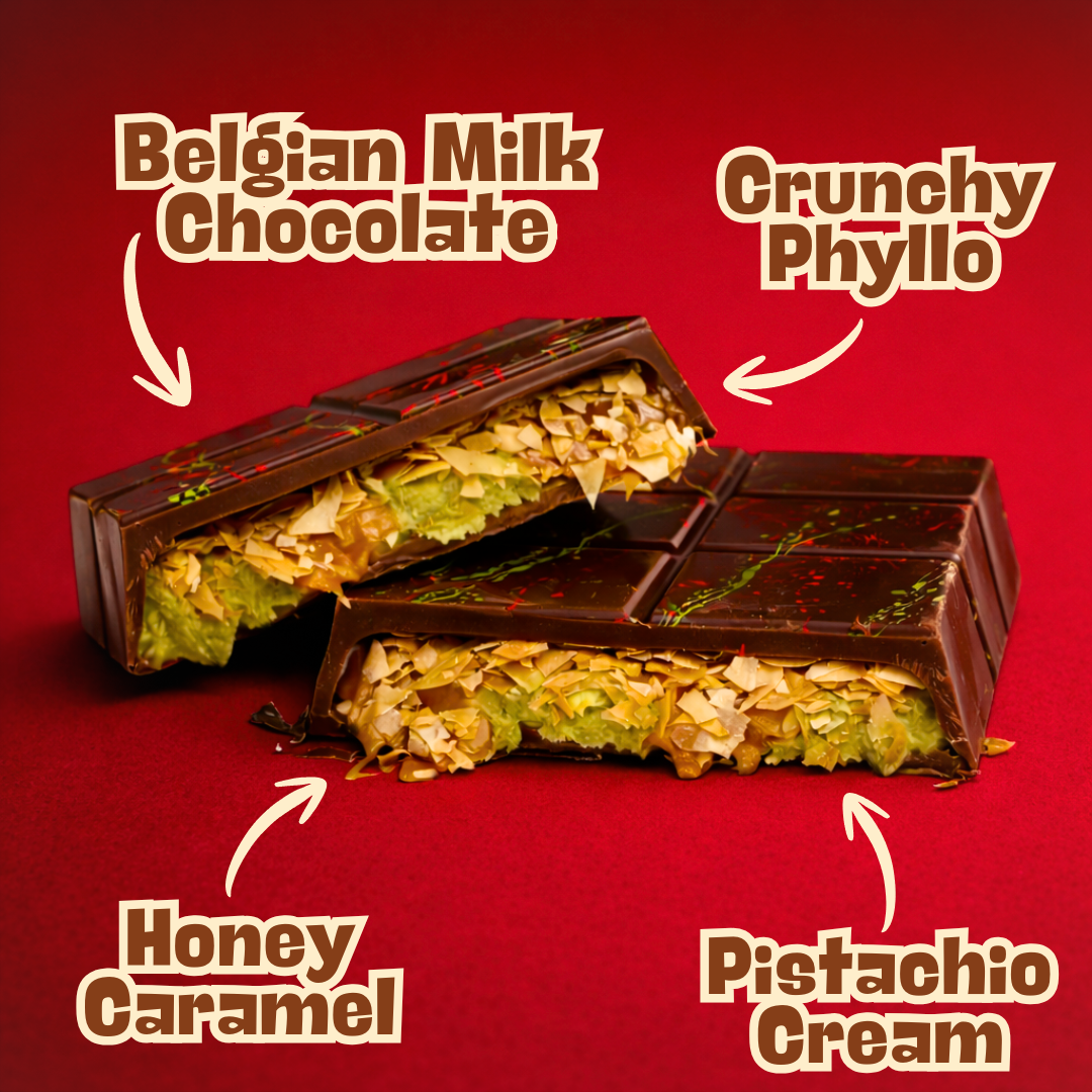Pistachio Baklava Milk Chocolate Bar - Turkey Inspired Chocolate Bar