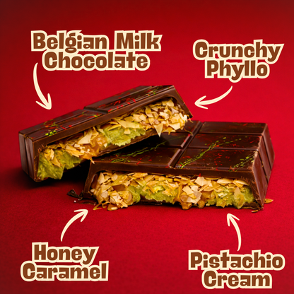 Pistachio Baklava Milk Chocolate Bar - Turkey Inspired Chocolate Bar