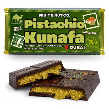 Pistachio Kunafa Dark Chocolate Bar - Viral Dubai Chocolate