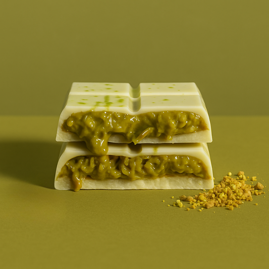 Pistachio Kunafa White Chocolate Bar – In-House 47% Pistachio Cream Filling | Dubai-Inspired Artisan Chocolate