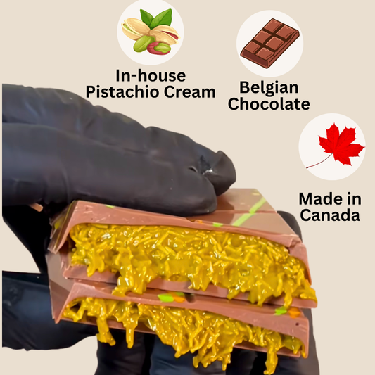 Pistachio Kunafa Milk Chocolate Bar - 47% Pistachio Cream Dubai Chocolate
