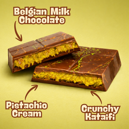 Pistachio Kunafa Milk Chocolate Bar - Viral Dubai Chocolate