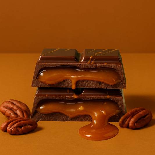 Salted Pecan Caramel Milk Chocolate Bar | Handmade Gourmet Chocolate | Artisan Candy Bar